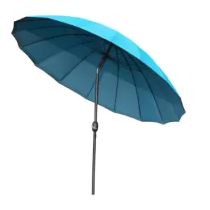 image of Outsunny 2.4M Round Curved Adjustable Parasol Outdoor Metal Pole - Turquoise