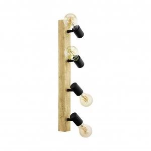 Image of Eglo Townshend 4 Light Spotlight - Black and Oak