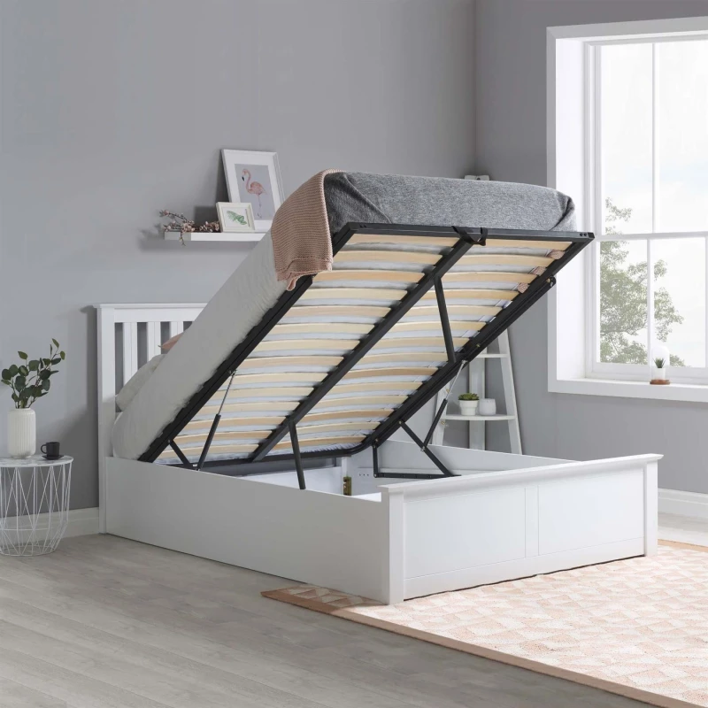 Image of Birlea Birlea Phoenix Kingsize Ottoman Bed with Mattress - White