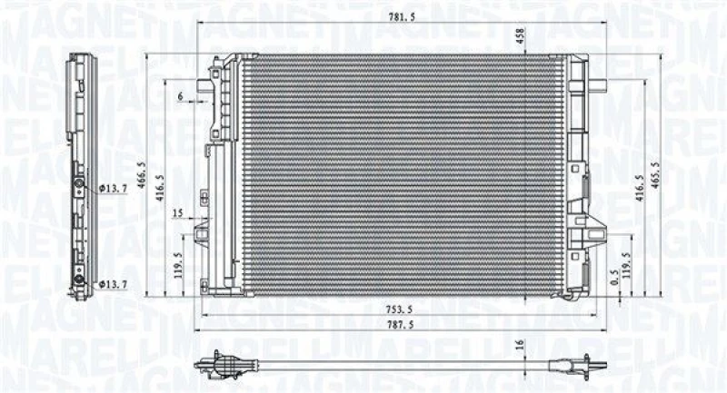 Image of MAGNETI MARELLI Air conditioning condenser MAGNETI MARELLI 350203758000