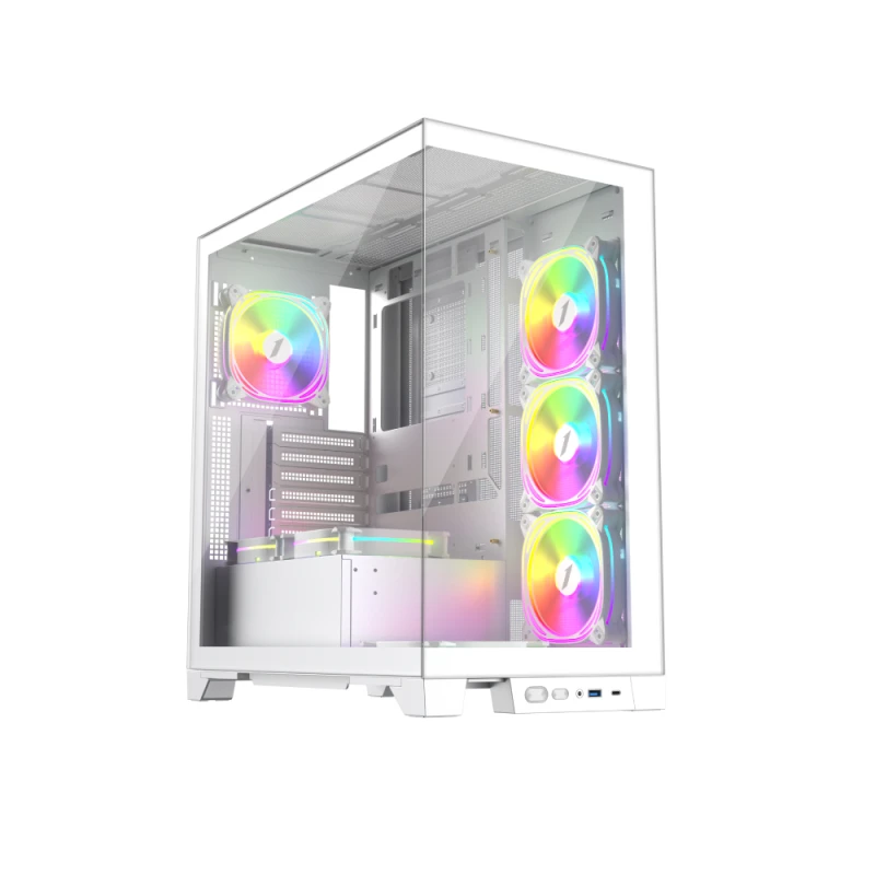 Image of MI8 White 1st Player MIKU 7 ARGB Fans Mid Tower Case a€“ Optimal Cooling, Tempered Glass, Dust Filters Included MI8 WHITE