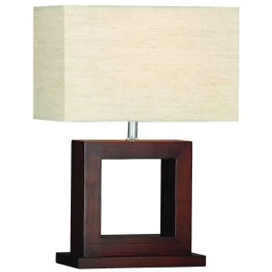 Image of 1 Light Table Lamp Wood with Shade, E27