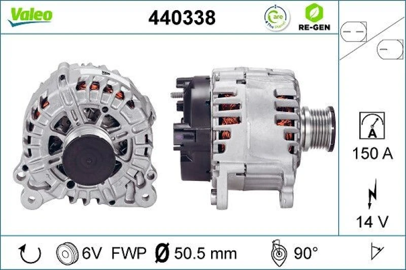 Image of VALEO 440338 Generator Alternator Charging Current: 150A, Voltage: 14V, REMANUFACTURED PREMIUM Alternator (4)
