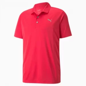 image of PUMA Rotation Mens Golf Polo Shirt, Teaberry, size Medium, Clothing