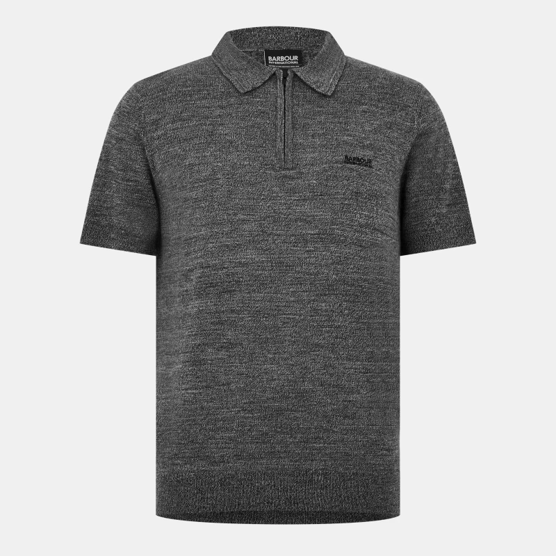 Image of Barbour International Maverick Mouline Knitted Polo Shirt Black male 2XL
