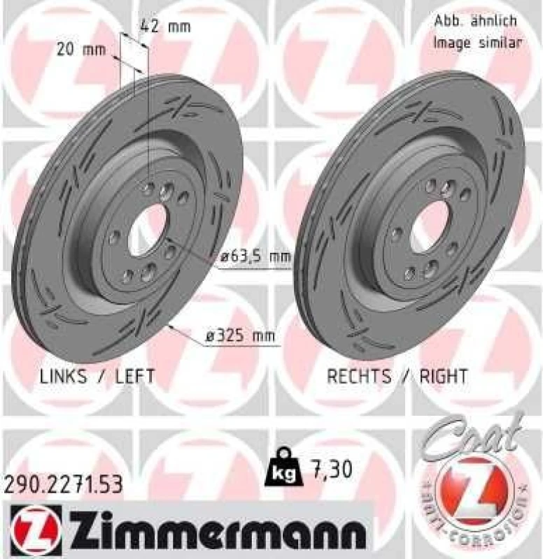 Image of ZIMMERMANN Brake disc ZIMMERMANN 290.2271.53
