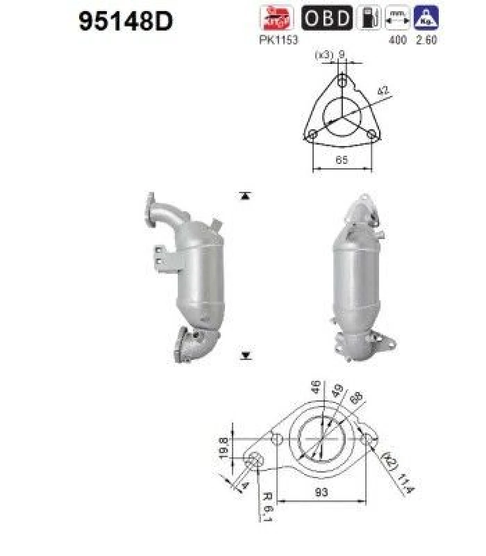 Image of AS Catalytic converter AS 95148D