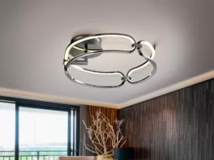 Image of Colette Modern Stylish Dimmable LED Designer Flush Light Chrome with Remote Control