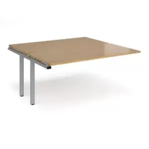 Image of Bench Desk Add On Rectangular Desk 1600mm With Sliding Tops Oak Tops With Silver Frames 1600mm Depth Adapt