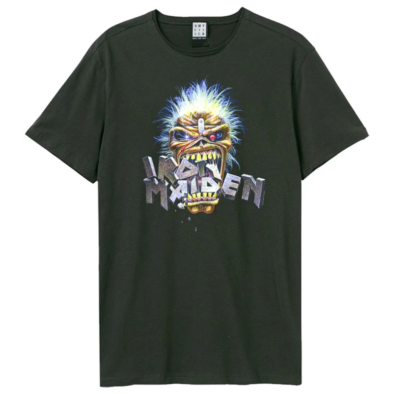 Image of Amplified Amplified Men Chomp Iron Maiden T-Shirt in Charcoal Size: Small Charcoal S Male 5063470543823