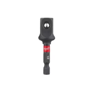 Image of Milwaukee 4932478803 1/4" Hex To 1/2" Square SHOCKWAVE Impact Duty Socket Adaptor