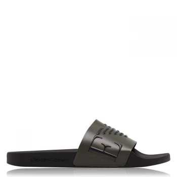 Image of Emporio Armani Monogram Sliders Black Size 10 Men