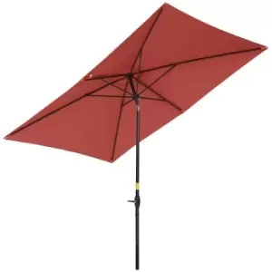 Image of Outsunny 2 X 3M Garden Parasol Rectangular Market Umbrella - Wine Red