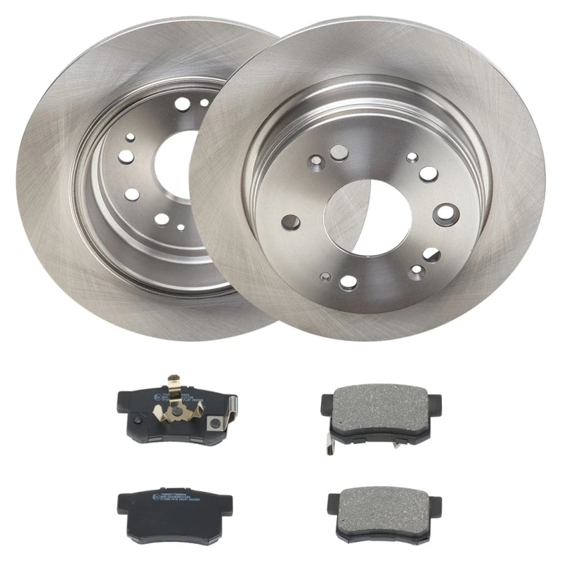 Image of RIDEX 3405B2413 Brake disc and pads set Rear Axle, Brake Disc Type: Solid, with acoustic wear warning Brake Set,disc brakes (3405)