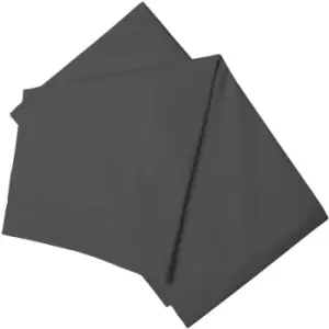 Image of Brushed Cotton Flat Sheet (Single) (Charcoal) - Charcoal - Belledorm