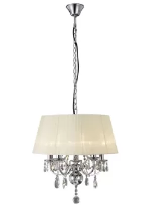Image of Olivia Ceiling Pendant with Ivory Cream Shade 5 Light Polished Chrome, Crystal