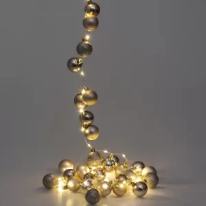 Image of LED String Lights Champagne 2m with Christmas Baubles