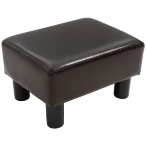 image of HOMCOM PU Faux Leather Footstool Ottoman Cube w/ 4 Plastic Legs Black