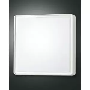 image of Fabas Luce Oban LED Outdoor Flush White Glass, IP65