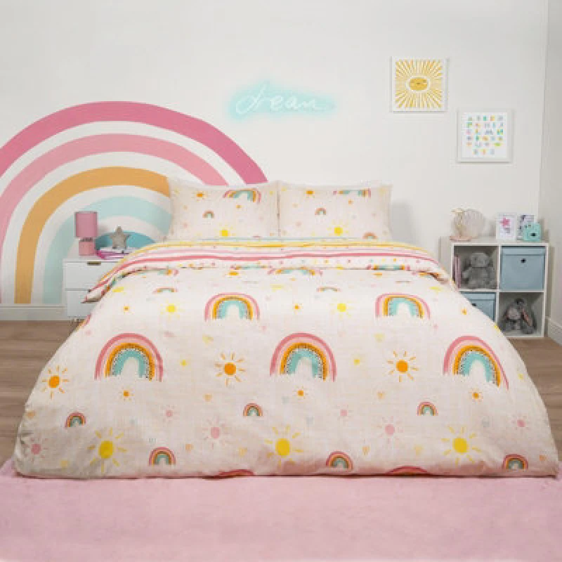 Image of OHS OHS Shapes Duvet Cover Pillowcase Bedding Set, Sage Size: Single Multi Single Unisex 5027434158027