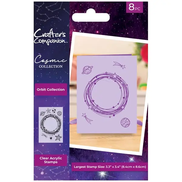 image of Crafter's Companion Clear Stamp Set Cosmic Orbit Collection Star Frame Set of 8