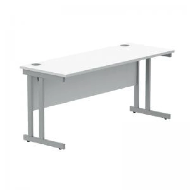 Image of Polaris Rectangular Double Upright Cantilever Desk 1600x600x730mm Arctic White/Silver KF822360