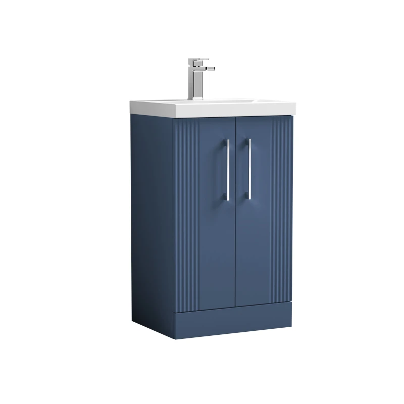 Image of Balterley 2 Door Floor Standing Vanity Unit Mid Edge Basin Blue 500mm Blue