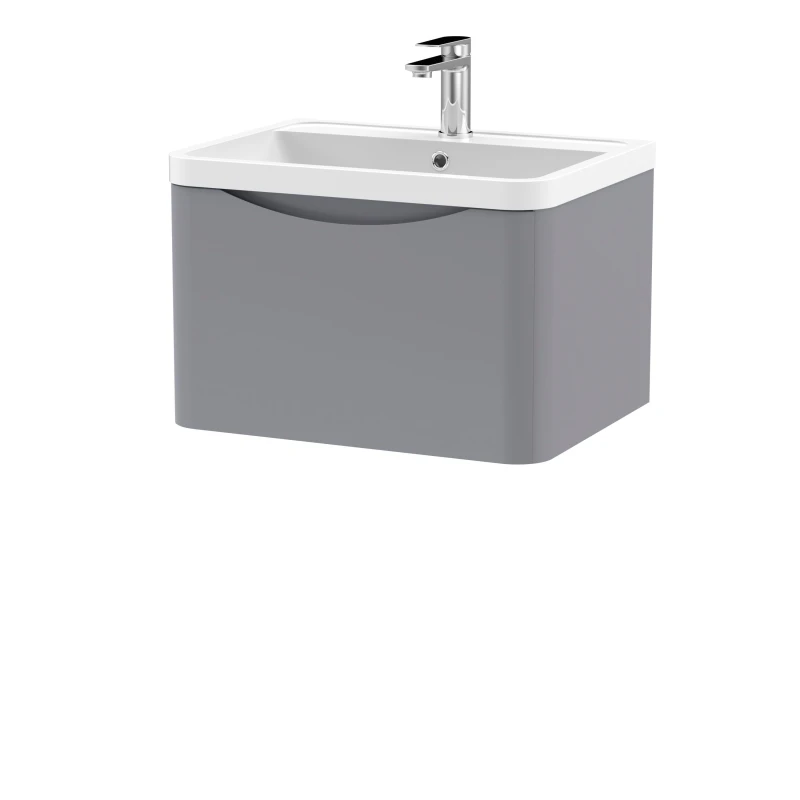 Image of Balterley Wall Hung 1 Drawer Vanity Basin Unit Polymarble Basin Grey 600mm Grey