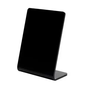 Image of Deflecto Slanted Display Sign Acrylic A7 Portrait Black SSPA714-2