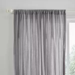 Image of Zofia Broderie Anglaise 100% Cotton Slot Top Voile Curtain Panel, Grey, 55 x 48" - Pineapple Elephant