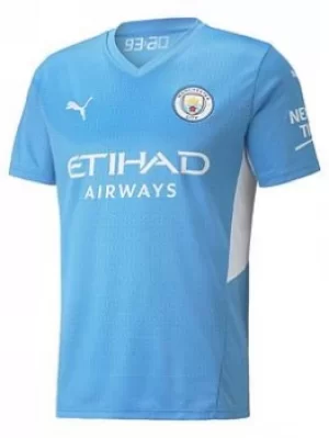 image of Puma Puma Mens Manchester City 21/22 Home Short Sleeved Shirt, Blue Size M Men