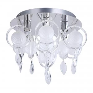 image of Litecraft Pluto 6 Bulb Opal Ceiling Light