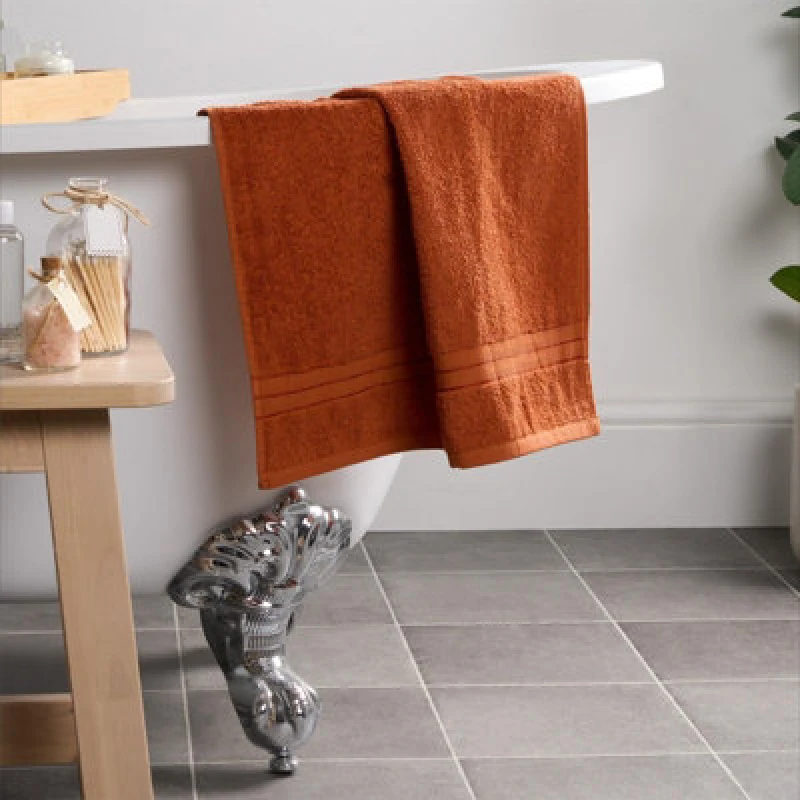 Image of OHS OHS Luxury Hand Towel 100% Cotton Bathroom in Burnt Orange Burnt Orange Hand Towel Unisex 5027434186396