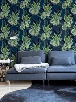 Image of Arthouse Miami Tropics Navy Wallpaper