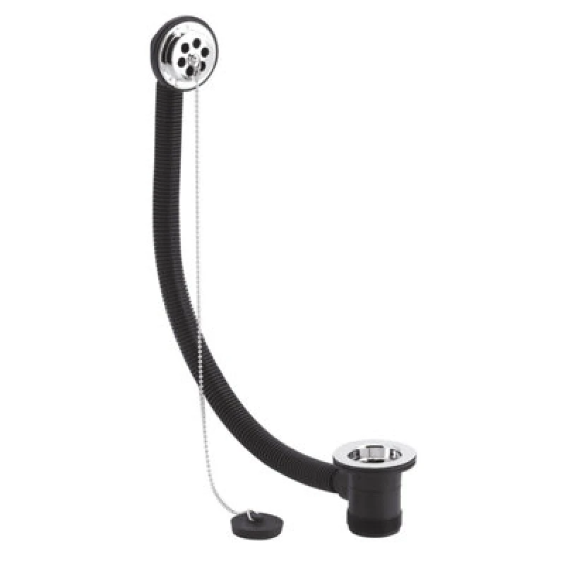 Image of Balterley Bath Waste with Overflow, Poly Plug & Ball Chain, Baths up to 5mm Silver