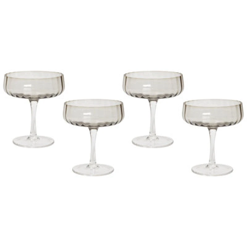 Image of Beliani Set Of 4 Champagne Saucers Quartz 170 Ml Grey