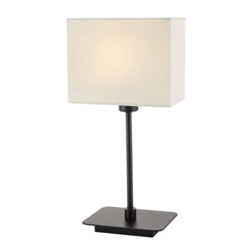 Image of Happy Homewares Contemporary Matte Black Bedside Table Lamp With White Cotton Fabric Shade