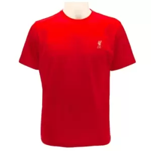 Image of Liverpool FC Mens Embroidered T-Shirt (S) (Red/White)