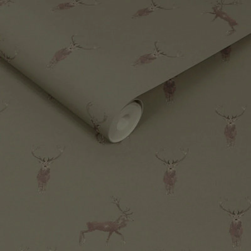 Image of Sophie Allport Highland Stag Charcoal Wallpaper