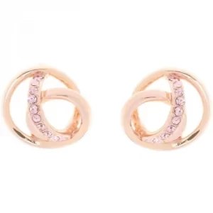 image of Ladies Karen Millen Rose Gold Plated Crystal Ribbon Stud Earring