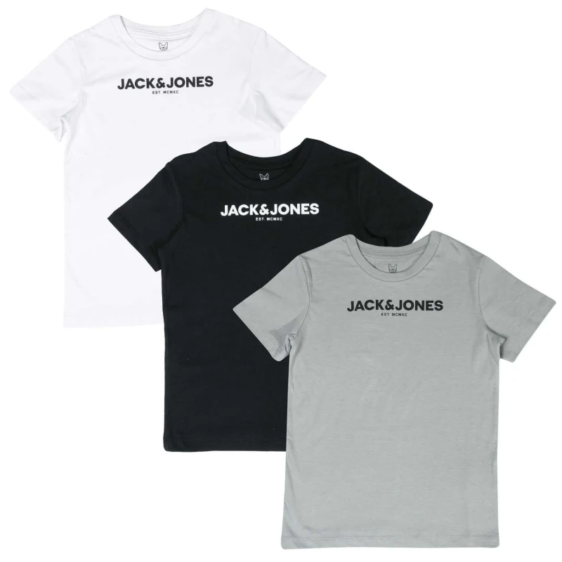 Image of Jack and Jones Junor Harry 3 Pack T-Shirt - Multi Multi 7 - 8 Years