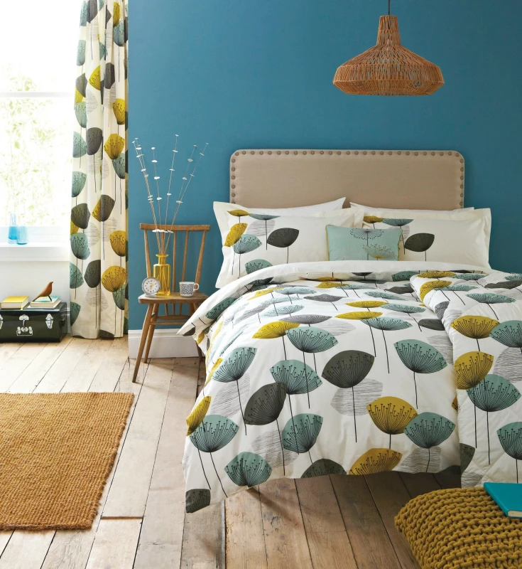 Image of Sanderson Sanderson 'Dandelion Clocks' Cotton Duvet Cover Set in Aqua Size: Super King Aqua Super King Unisex 5016709698474