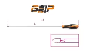 Image of Beta Tools 1262L Beta GRIP Phillips Head Long Blade Screwdriver PH0 x 300mm