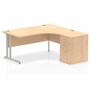 Image of Impulse 1600 Right Hand Cantilever Workstation 600 Pedestal Bundle Maple