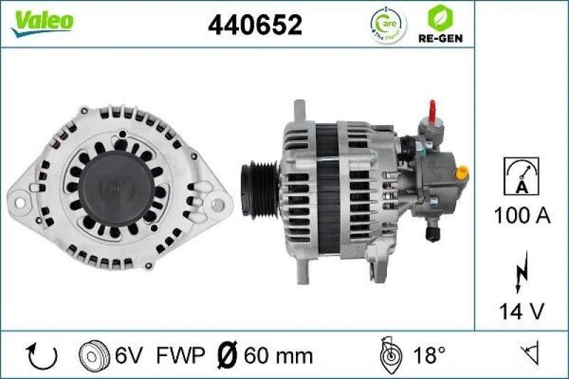 Image of VALEO 440652 Generator Alternator Charging Current: 100A, Voltage: 14V, REMANUFACTURED PREMIUM Alternator (4)