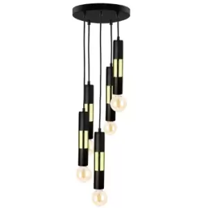 image of Magnum Cluster Pendant Ceiling Light Black, Gold, 30cm, 5x E27