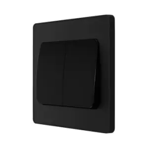 Image of BG Evolve Matt Black Double Light Switch 20A 16Ax 2 Way Wide Rocker - PCDMB42WB