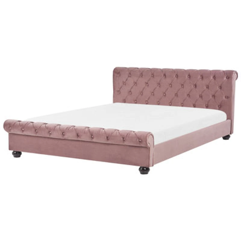 Image of Beliani Bed Velvet Avallon 180 X 200 Cm (Eu Super King) Pink