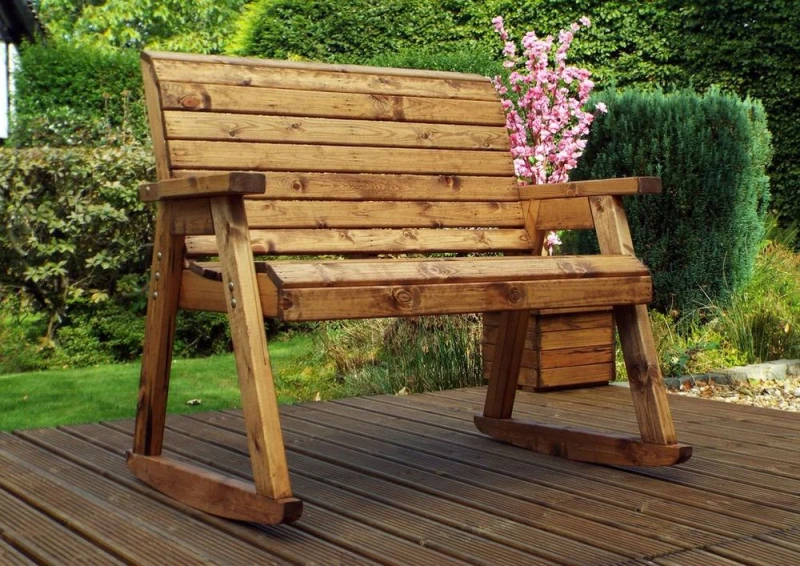 Image of Charles Taylor Trading Charles Taylor Two Seat Rocker Bench Boxed Brown