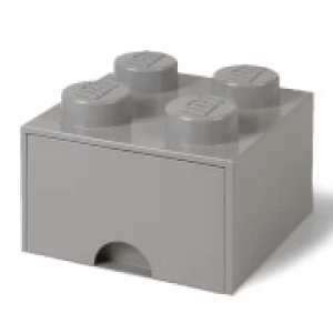 LEGO Storage 4 Knob Brick - 1 Drawer (Medium Stone Grey)